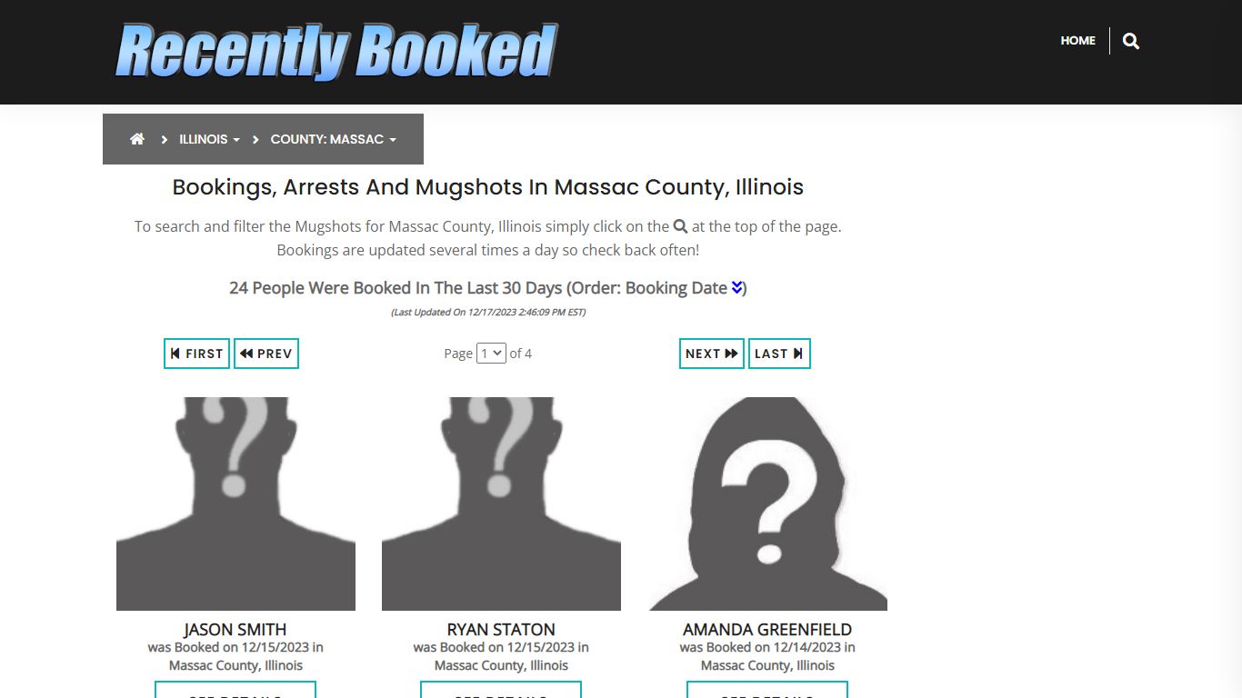Recent bookings, Arrests, Mugshots in Massac County, Illinois